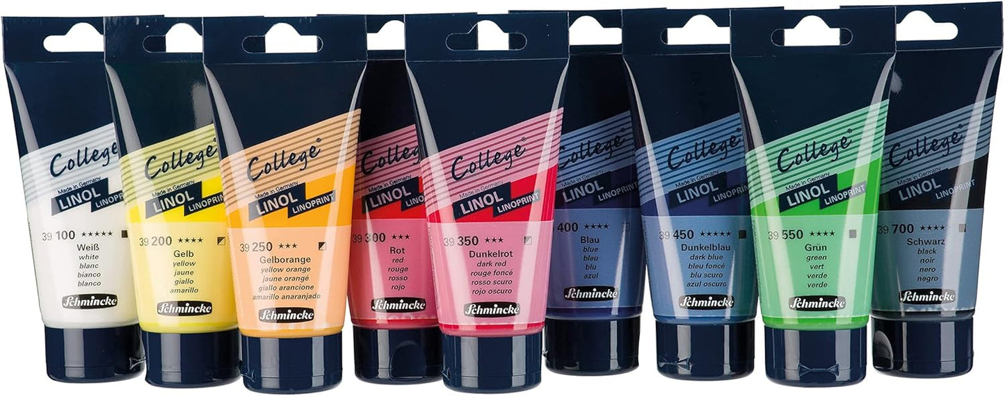 Schmincke - College Linol, artists' lino printing inks, yellow-orange in 75 ml tube, 39250013, low-odour water-based lino printing ink, lightfast, even print