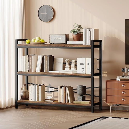 3 Tier Bookshelf 39.37" Width, Dorm Desk Hutch, Desk Shelf, Long Industrial - Image 2
