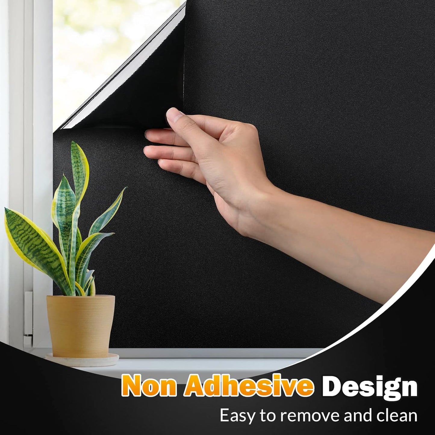rabbitgoo Blackout Window Film, Sun Heat Blocking Privacy Cover for Glass, Removable Opaque Room Darkening Dark Black Out Window Covers Tint Shades for Home Day Sleep Light Blocker 11.8 x 78.7 Inches