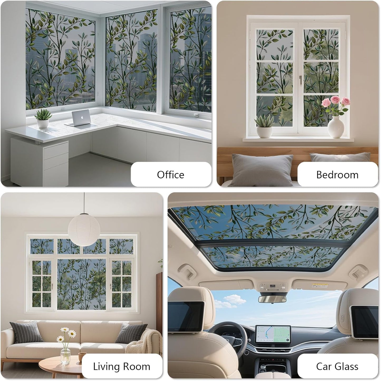 NINETREX One Way Window Privacy Film, Daytime Privacy Static Cling Sun Blocking Anti UV Reflective Window Tint for Home and Office 17.5 x 157.4 inches, Black Silver Leaf