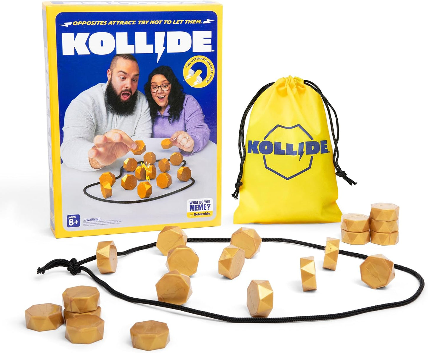 Kollide by Relatable, Exciting Magnetic Game for Family Game Night, Fun 2 Player Games for Kids, Includes 1 Rope, 20 Magnets & Carrying Bag