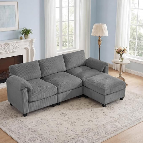 87.5'' L Shaped Modular Sectional Sofa, 3 Seater Cloud Couch by HATPPTO