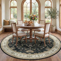 RELEANY Area Rugs Round 7ft Washable Non-Slip, Floral Vintage Distress Print by RELEANY