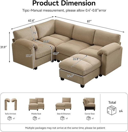 87'' U-Shaped Sectional Sofa - Image 2