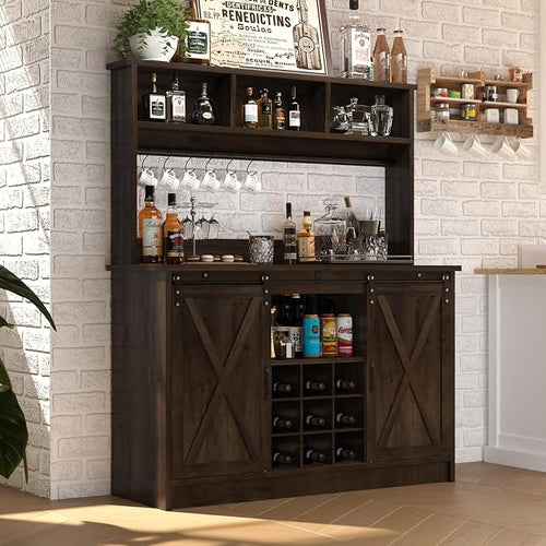 4ever2buy Farmhouse Coffee Bar Cabinet by 4ever2buy