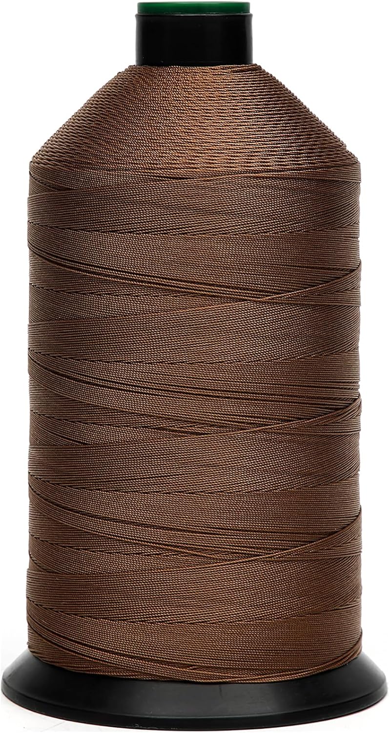 Extra Strong Bonded Nylon Thread #138 Tex135 – 16 OZ, 3000yds, Versatile Stitching Solution for Leather, Upholstery, Canvas Repair and More (Tawny Brown)