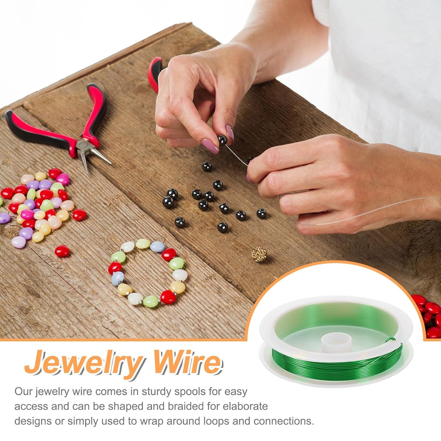 HARFINGTON 13ft Jewelry Wire, 22 Gauge (0.6mm) Brass Craft Soft Metal Tarnish Resistant Copper Beading Wire for Jewelry Making Supplies Crafting, Green