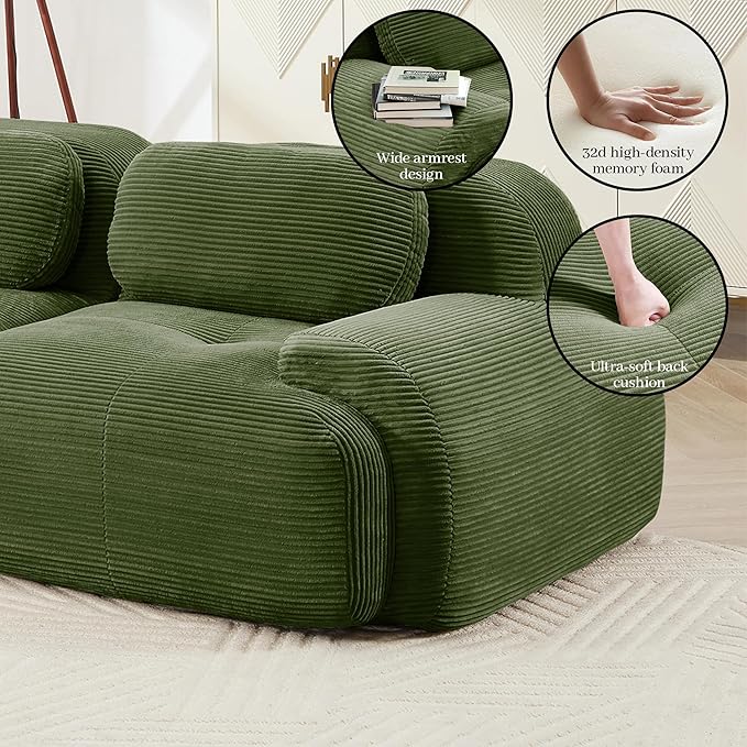 Boneless Sectional Couch, No Assembly Required, 81.8” Modular Cloud Sofa - Image 7