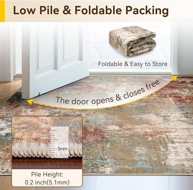 RELEANY Washable Area Rugs 2'6"x14 Non-Slip Modern Abstract Soft - Image 4