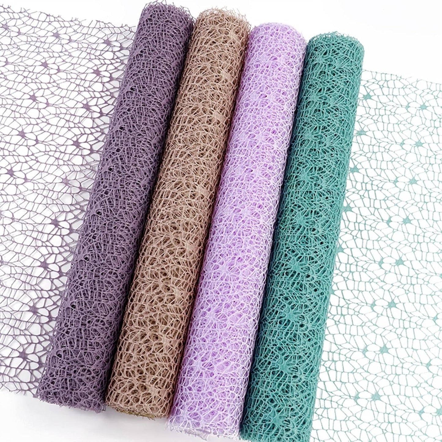 Korean Jacquard Net Mesh Openwork Floral Wrapping Paper 1 Roll Florist Supplies Flower Bouquet Wrapping Paper Floral Supplies for Fresh Flowers, 50cm x 5 Yard (Khaki)