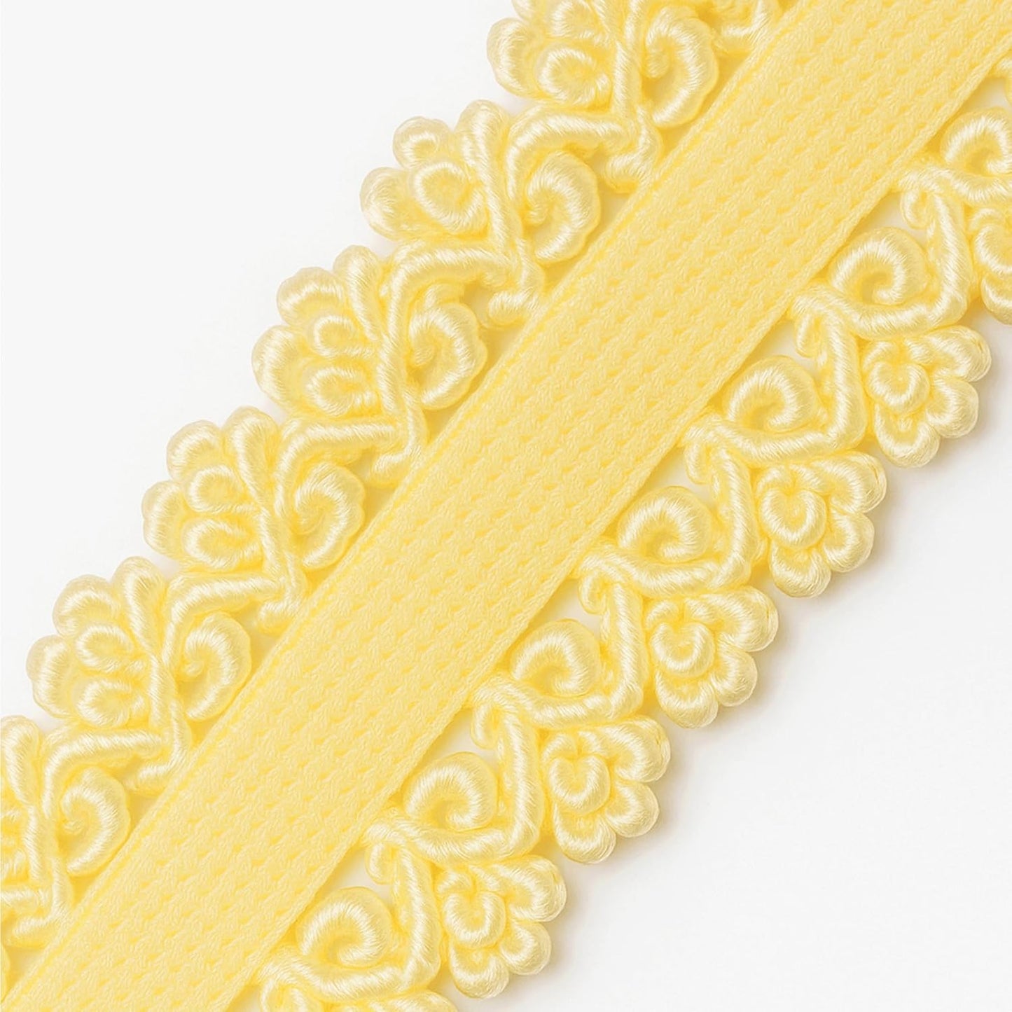 Mandala Crafts Yellow Stretch Lace Soft Elastic Trim Roll - 55 Yards 1 Inch Wide Stretchy Frilly Picot Ribbon for Sewing Lingerie, Headbands, Underwear, and Crafts