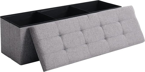 45.3 Inches Foldable Seat Footrest Shoe Bench End of Bed Storage by CUYOCA-MakeYouFeelComfort