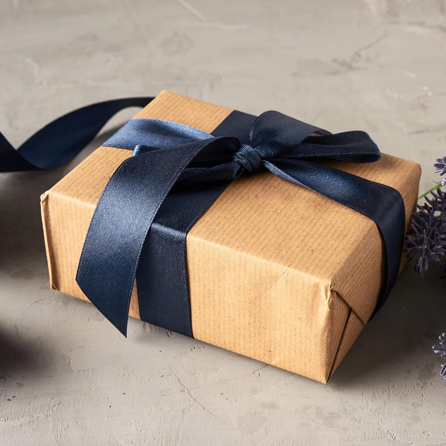 LIUYAXI Navy Blue Stain Ribbon, 2" X Continuous 50 Yards, Double Faced Fabric Ribbon Use for Bows Bouquet,Christmas Gift Wrapping,Floral Arrangement