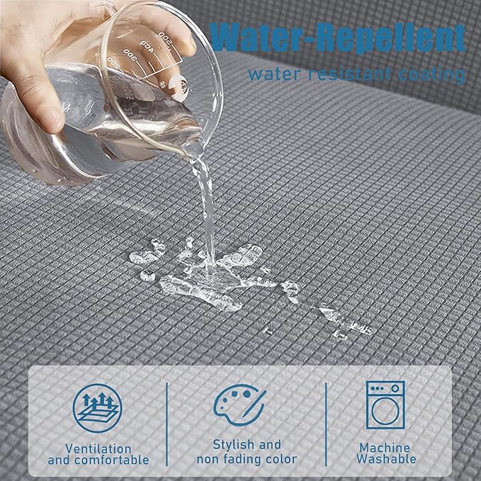 Water Repellent Couch Cushion Cover 3 Pieces Sofa Seat Cushion Covers, Stretch - Image 2