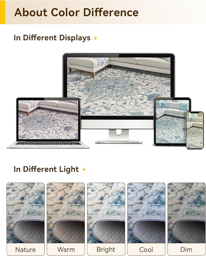 RELEANY Area Rugs 3'x12' Runner Rug Non Slip Washable - Image 7