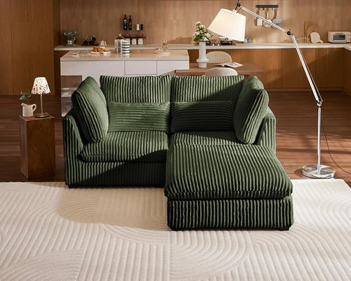 77" Oversized Corduroy Couch Modular Sectional Sofa, Washable Cloud Couch by CHICHOUSE