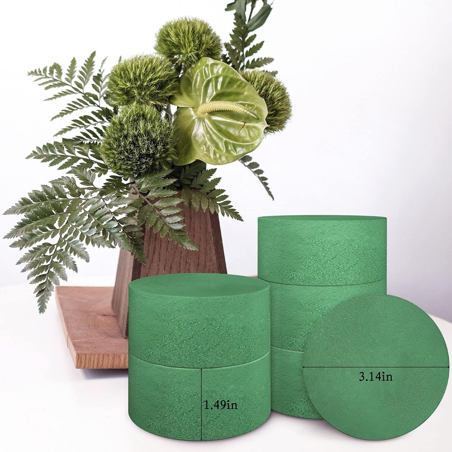 6 Packs Round Floral Foam Blocks，3'' Large Dry Floral Foam for Artificial Flowers,Flower Foam Blocks for Wedding Aisle Flowers Party Decoration