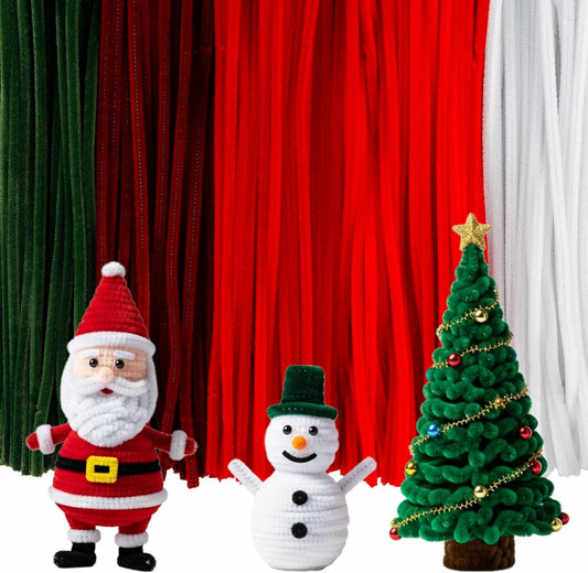 Caydo 500 Pieces Red White Green Pipe Cleaners, Chenille Stems, Pipe Cleaner Crafts for DIY Art and Craft Projects Creative Gift Party Christmas Decorations