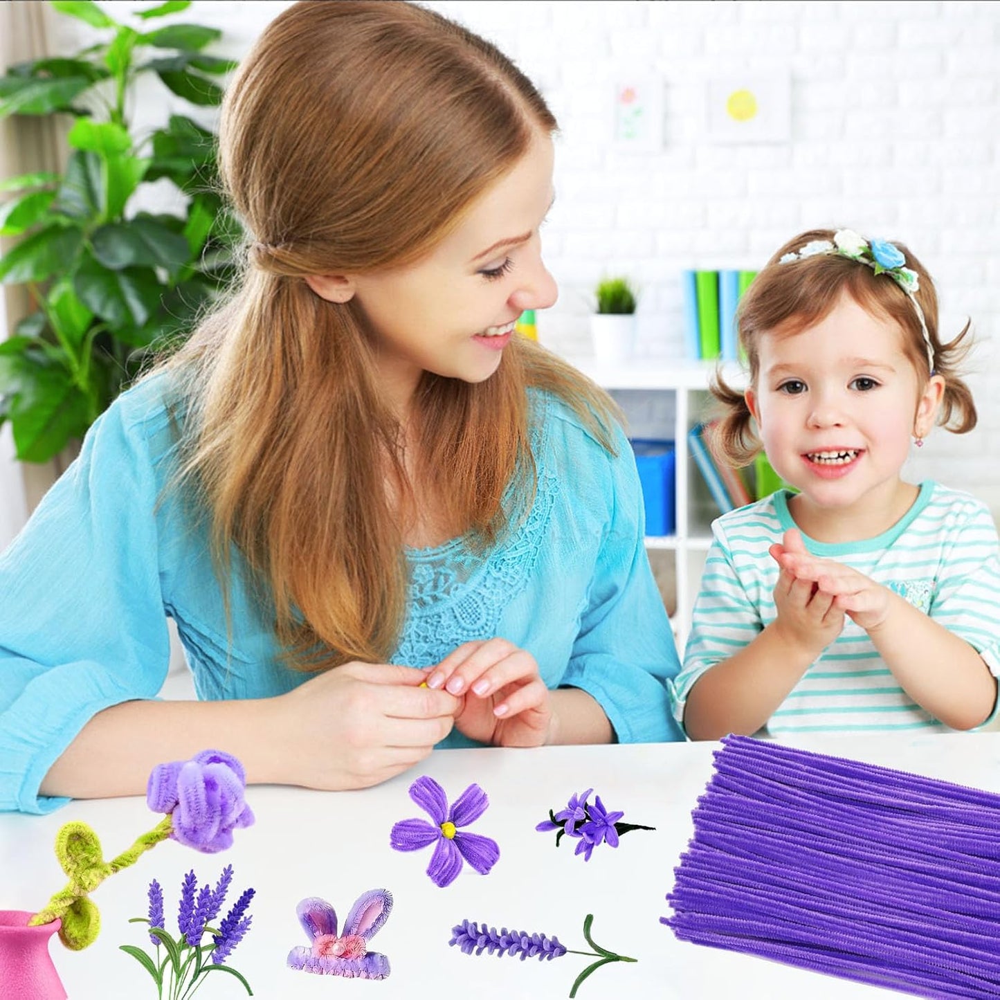 500PCS Pipe Cleaners Craft - Purple Pipe Cleaners Craft Bulk Supplies, Chenille Stems for Kids and Adults DIY Arts Crafts Project