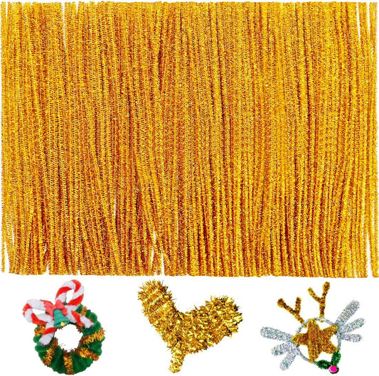 200pcs Pipe Cleaners, Pipe Cleaners for crafts, Craft Supplies Chenille Stems for Art&Craft Christmas DIY projects(12inch*6mm,Golden Glitter)