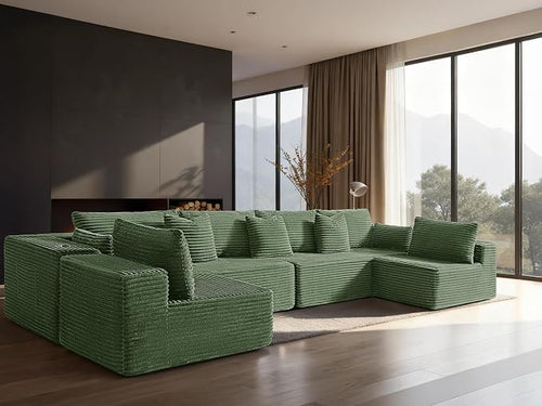 138" Cloud Sectional Couch, Comfort U Shaped Sofa by VYUXWO