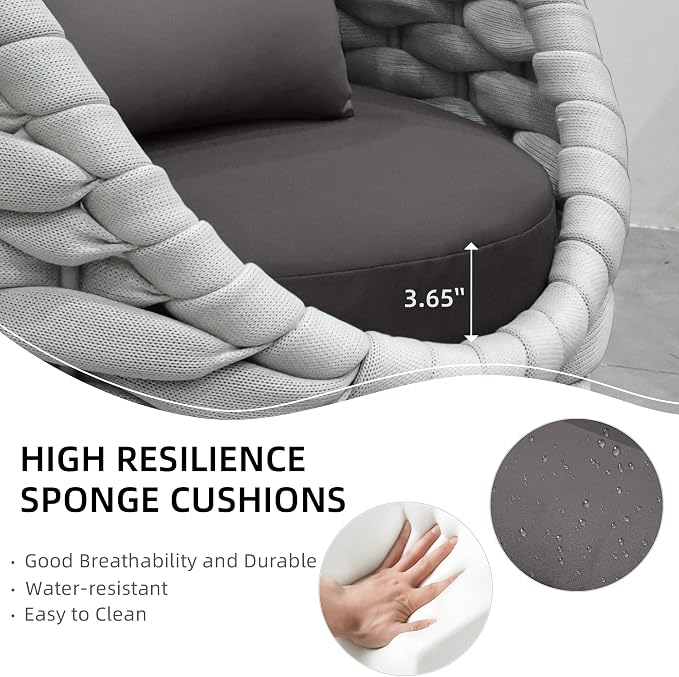 TWT 5-Piece Aluminum Patio Furniture Set, Outdoor Armchairs - Image 3