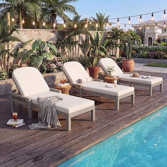 Outdoor Chaise Lounge Chair Set of 4, Patio Chaise Lounge Recliner - Image 3