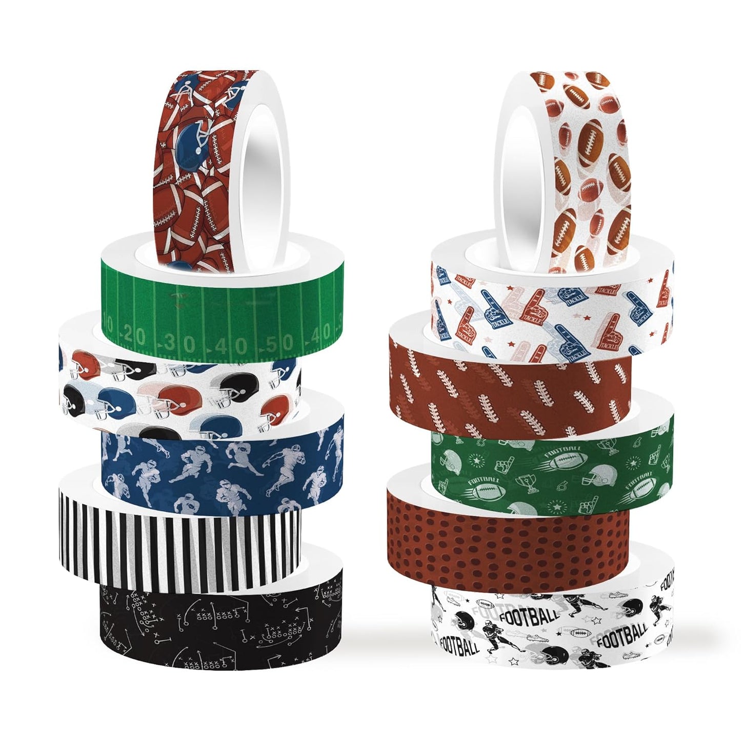 Adirasenotek 12 Rolls Sports Washi Tape,Rugby Football Washi Tape Set Decorative Paper Stickers Decorative Tape, DIY Craft Scrapbook Art Crafts Wrapping Decor for Gifts Wrapping