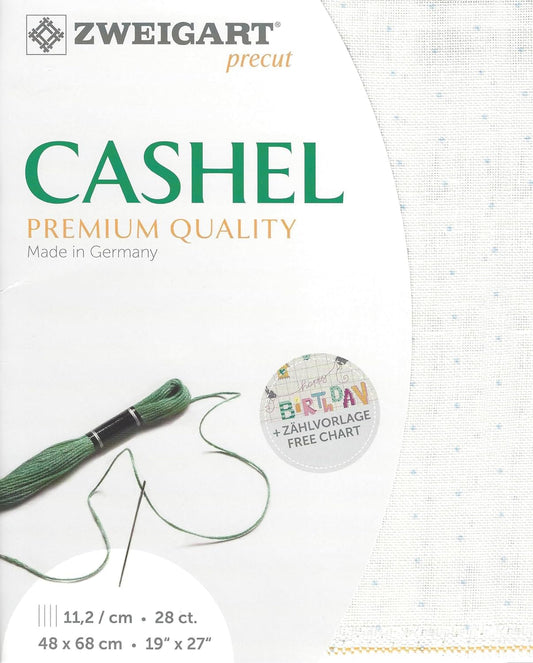 Precut Zweigart Cashel Mini Dots 28 Count White with Gray Mini Dots 3281/1129. Needlework Canvas, Cross Stitch Fabric, Embroidery Canvas 100% Linen