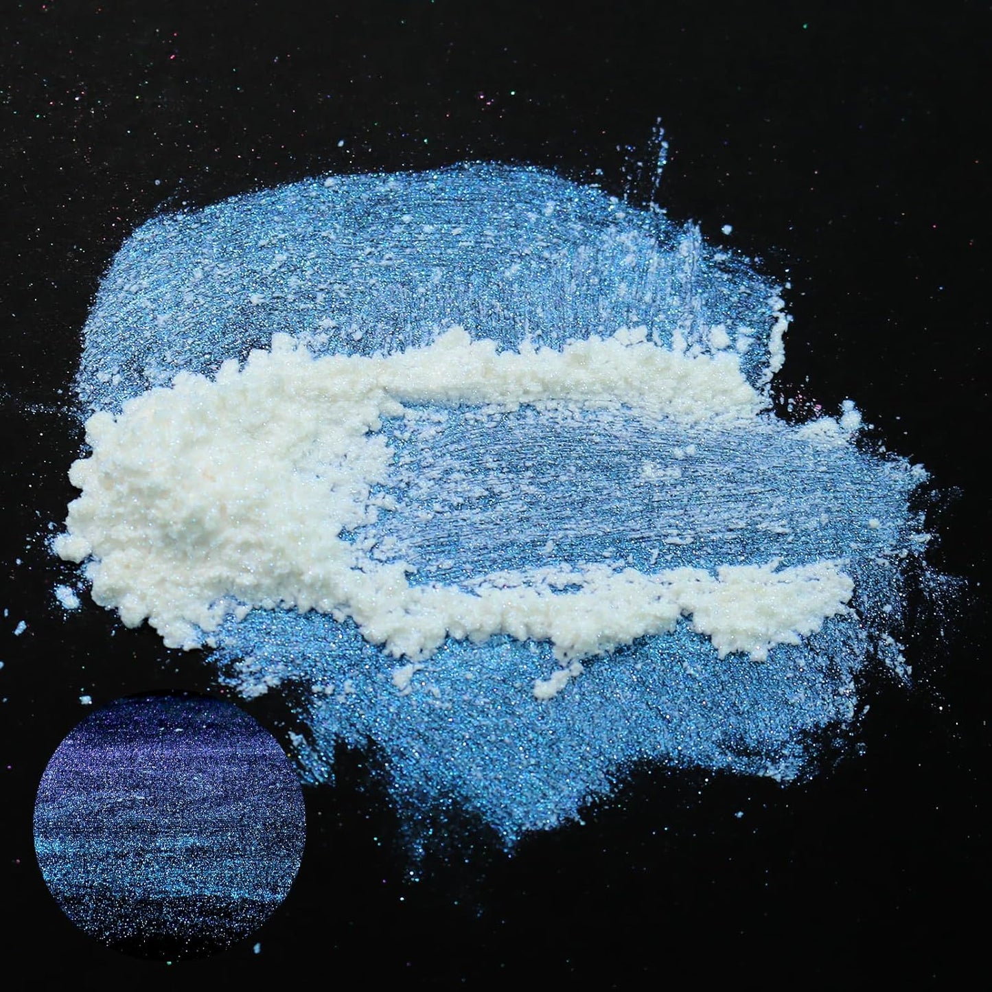 Matio Chameleon Mica Powder, 1.06oz/ 30g Midnight Dream White Chrome Powder, Pearlescent Effect Color Shift Pigment for Resin Craft, Soap Candle Dye, Nail Art, Makeup, Bath Bomb,Paint,Slime Pigment