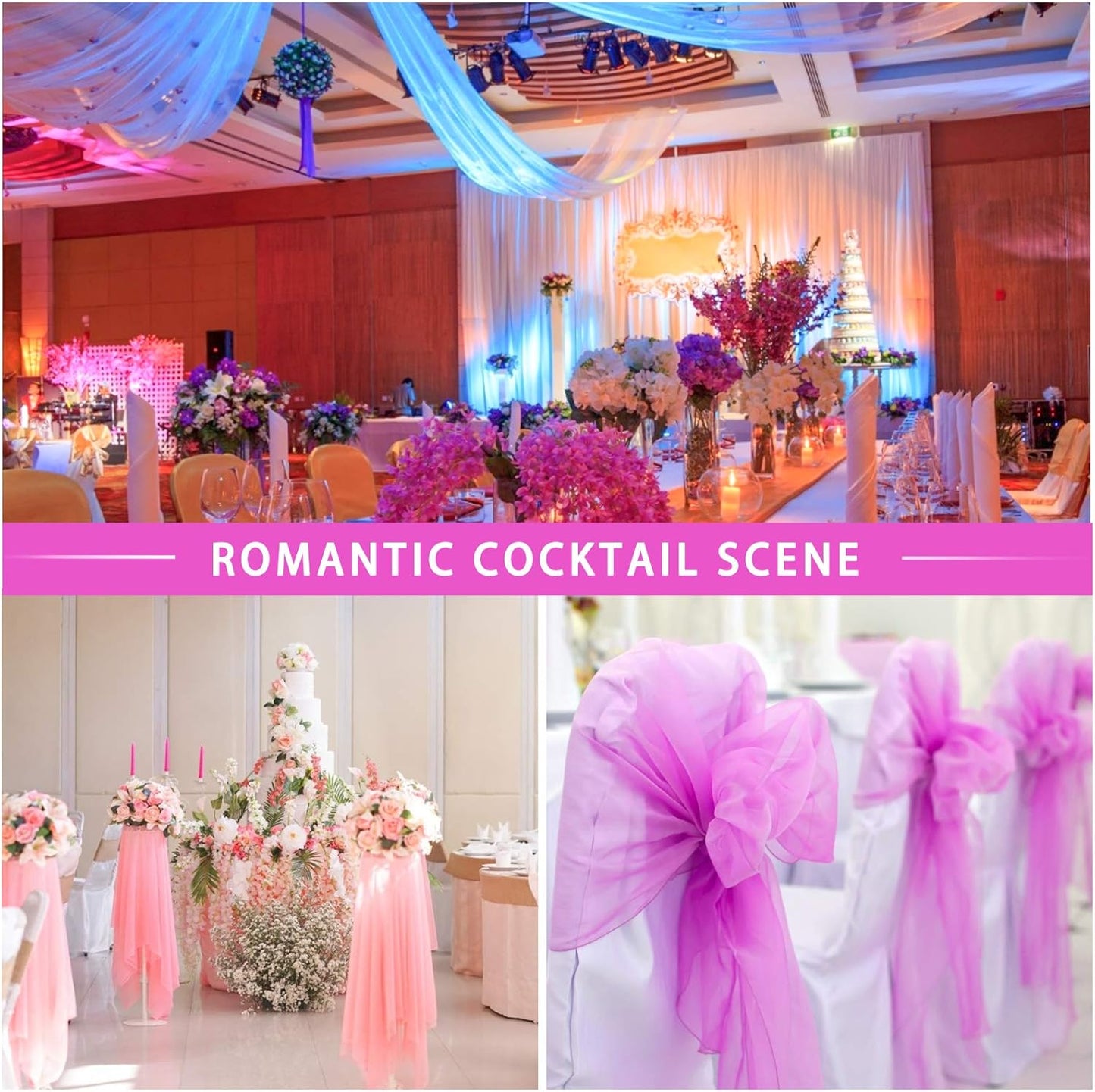 Crystal Organza Tulle Sheer Fabric Backdrop Curtains for Wedding Baby Shower Birthday Party Event Decor, 19” by 30 Yard (Gold)