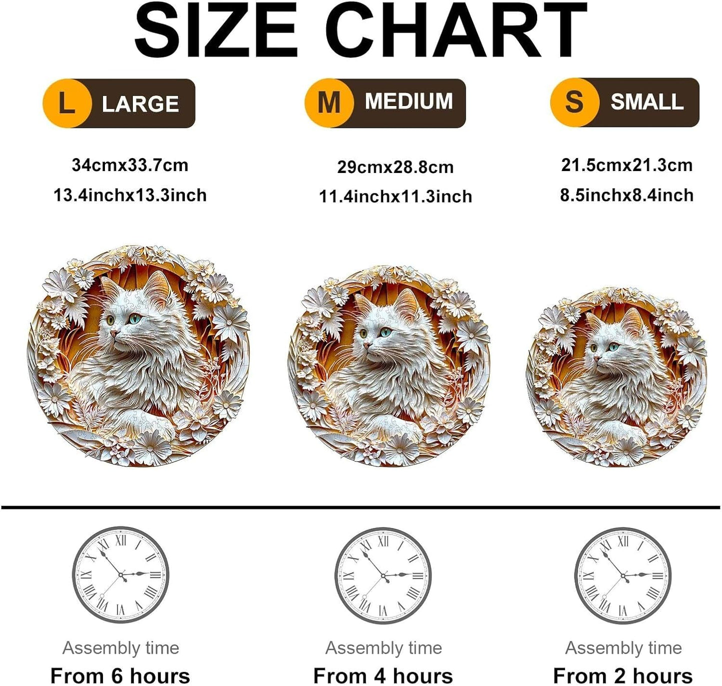 Wooden Puzzles Adults, 3D Cute Cat Wooden Puzzles 200 Pieces, Unique Animal Shaped Wood Challenging Jigsaw Puzzles Gifts for Adults, 11.4x11.4in