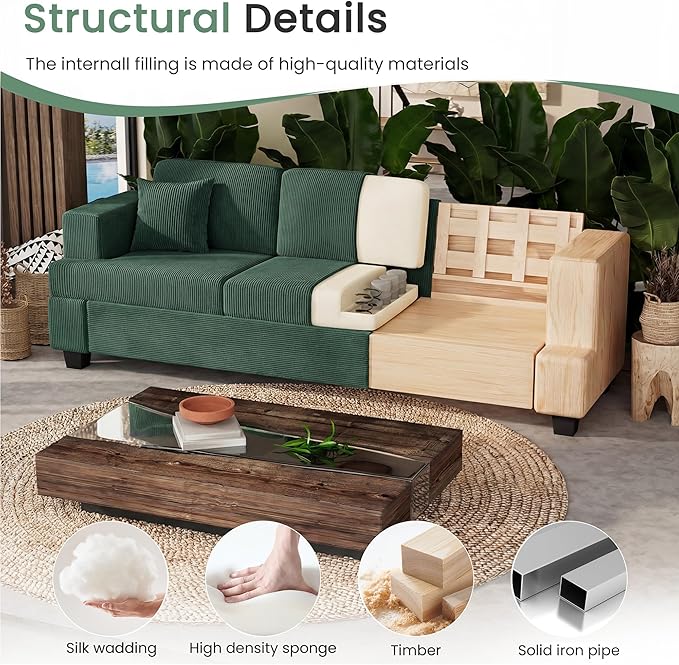 YOUDENOVA 2 Piece Set Comfy Sofa Couch, 3-Seater Sofa * 2 - Image 6