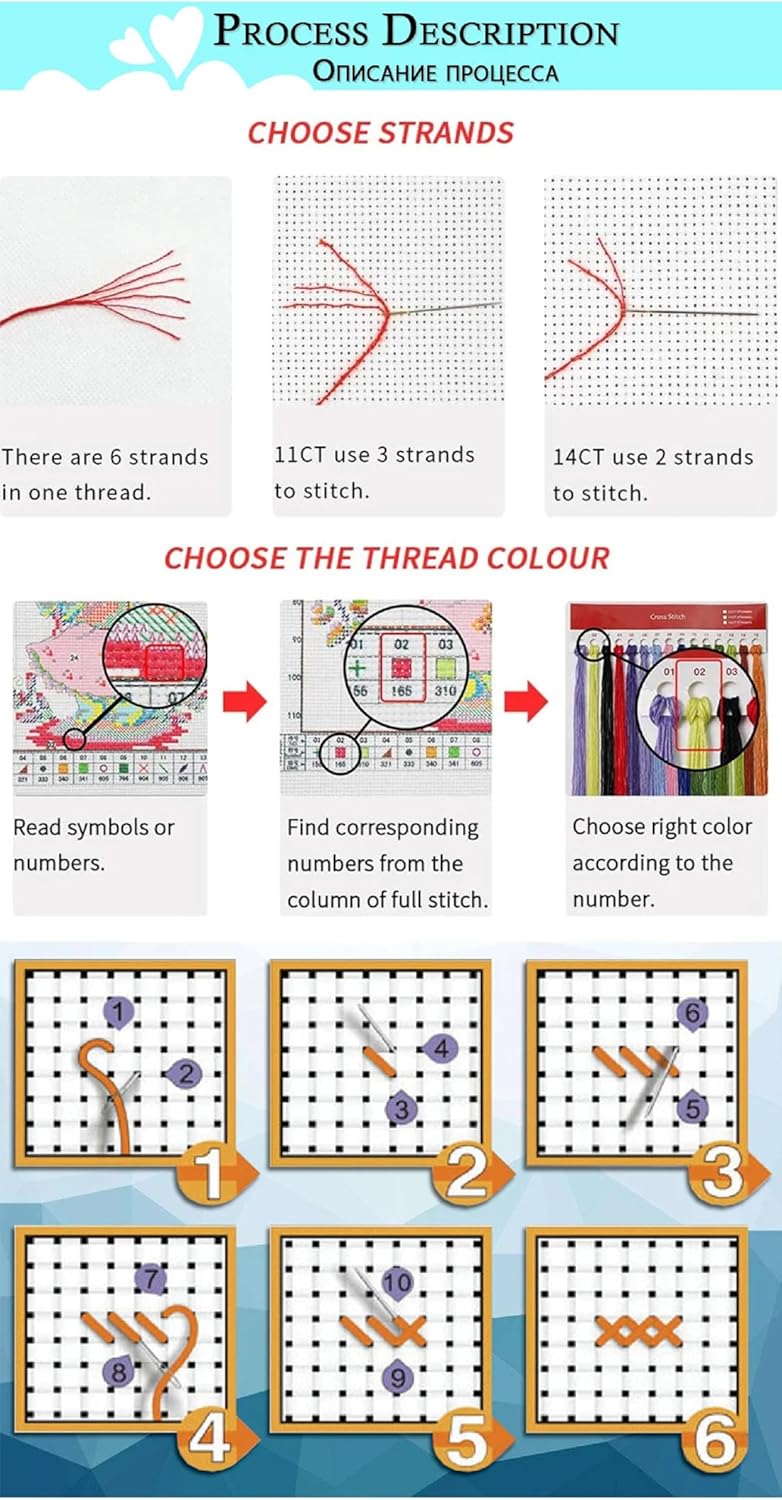 Hopeart Stamped Cross Stitch Kits for Beginner Embroidery Kits for Beginners Adults DIY 11CT Cross Stitch Patterns Needlepoint Kits Crossstitching Kits-Underwater World 18x18 inch