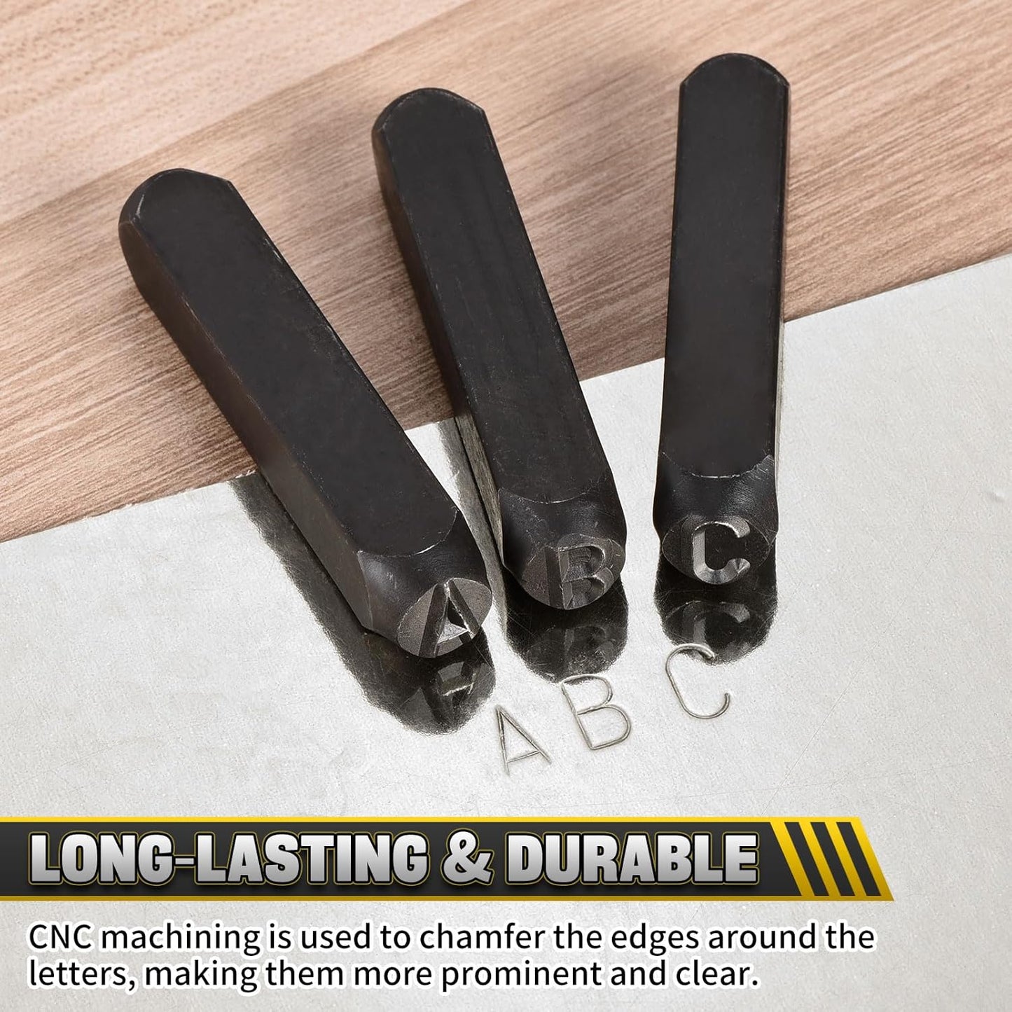 WorkBless 36PCS Metal Stamping Kit, 25/64" (10mm) Steel Number and Letter Punch Set, Include A-Z Alphabet, Number 0-8, & Symbol, Stamping Tool for Imprinting Plastic, Wood, Leather, Jewelry