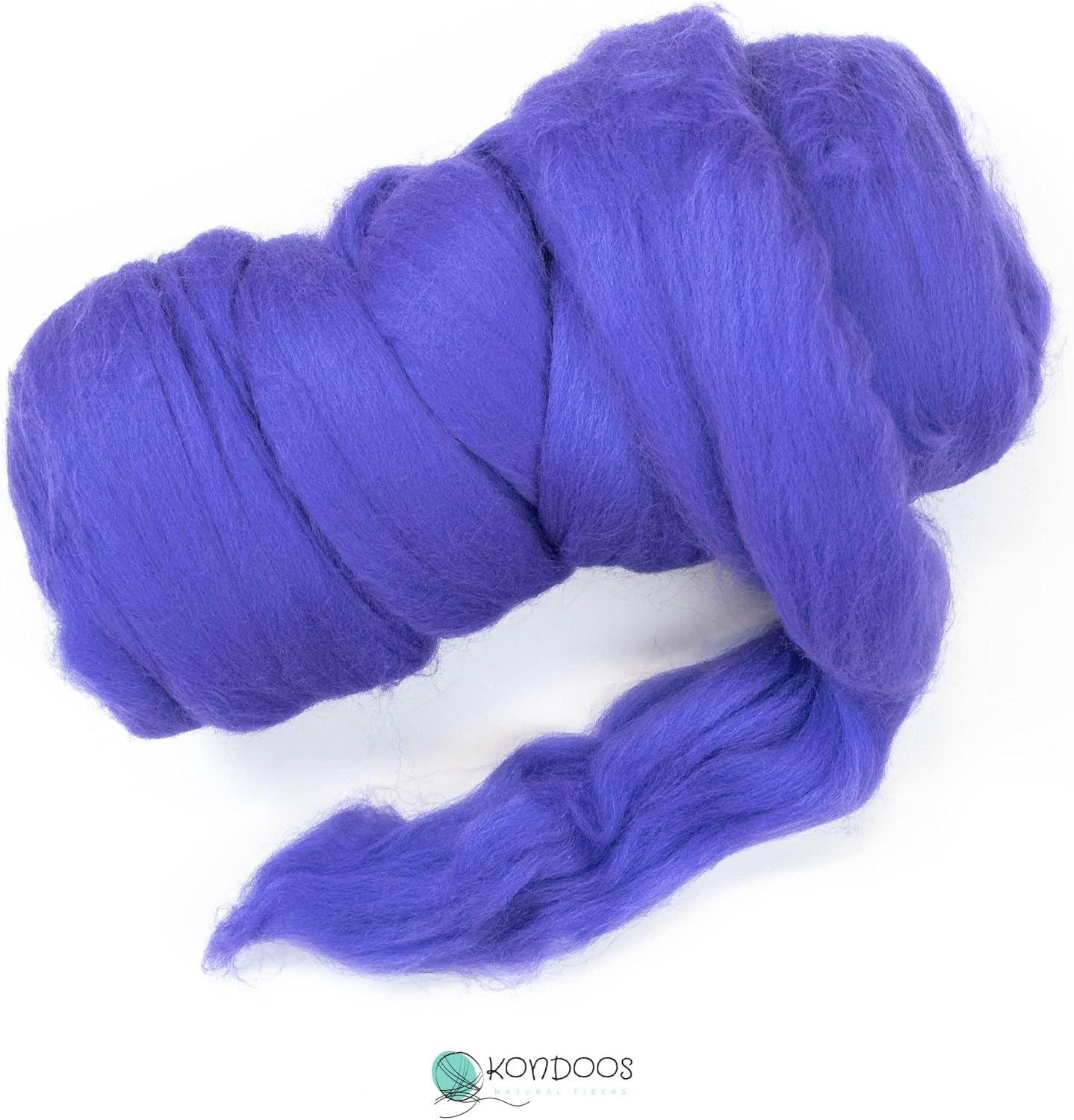 Kondoos Colored Natural Wool roving, 8 OZ. Best Wool for Needle Felting, Wet Felting, handcrafts and Spinning. (Purple)