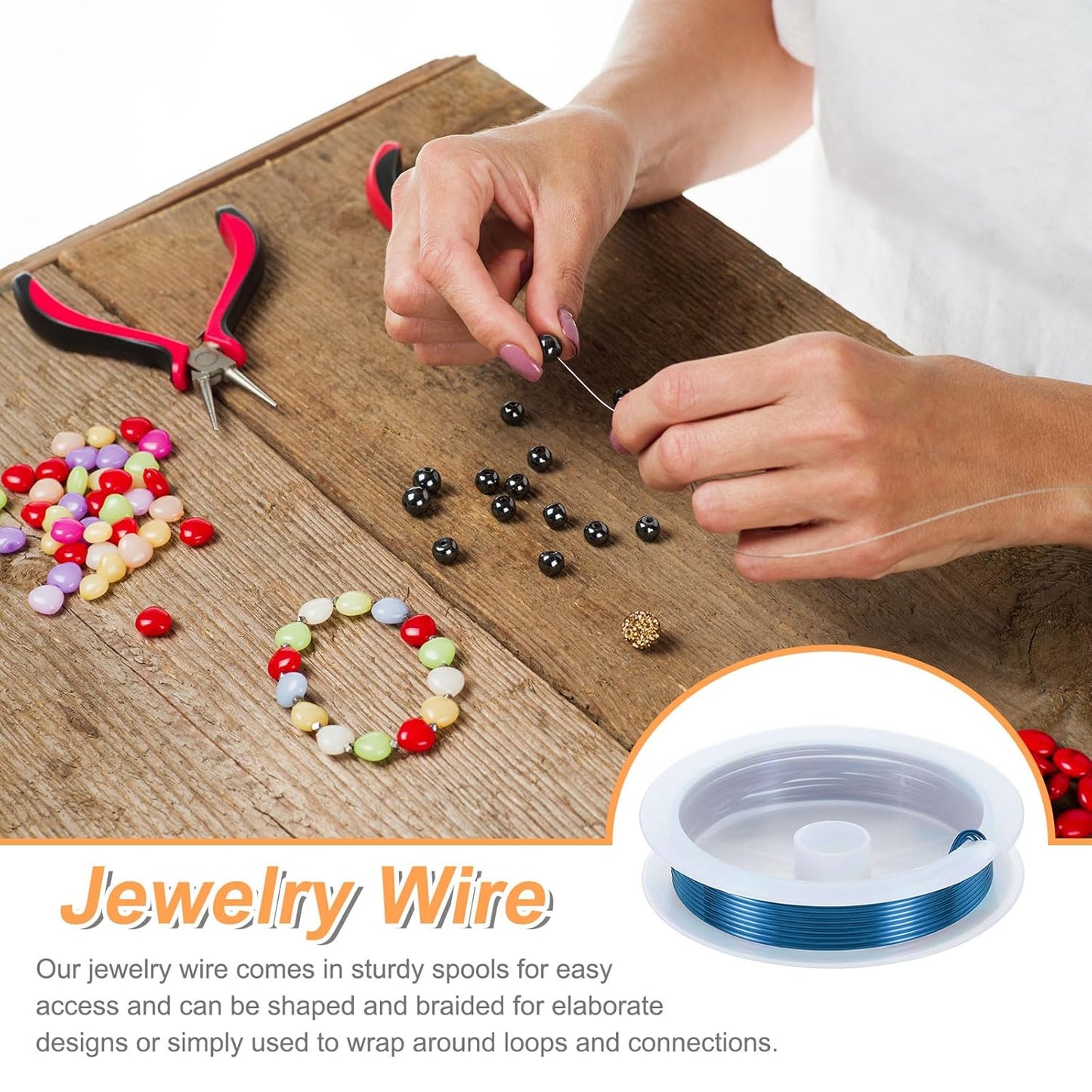 HARFINGTON 5ft Jewelry Wire, 18 Gauge (1mm) Brass Craft Soft Metal Tarnish Resistant Copper Beading Wire for Jewelry Making Supplies Crafting, Blue