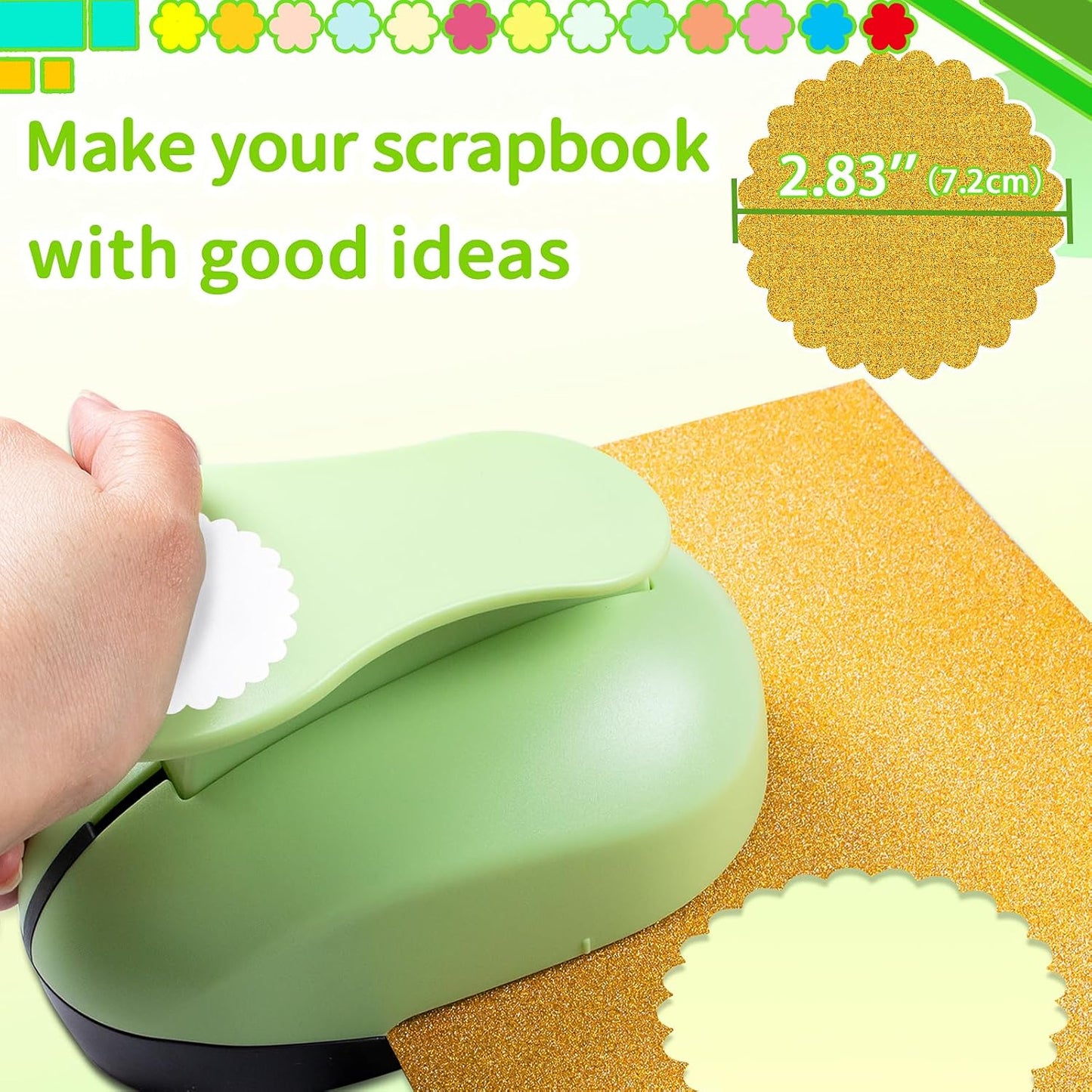 Scalloped Circle Punch, Scalloped Circle Paper Punch, ScallopedHole Punches, Wave Circles Craft Punches, 2.8 Inch Hole Puncher Shape, Wave Circles Puncher for Paper Crafts Scrapbook Card Making