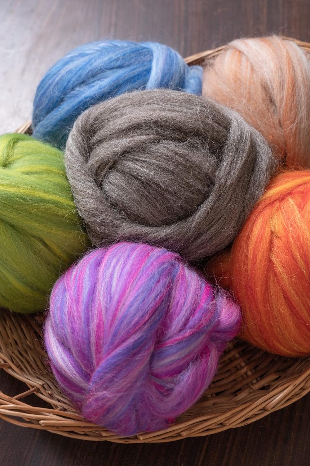 Kondoos multi Colored Natural Wool roving, 1 lb. Best Wool for Needle Felting, Wet Felting, handcrafts and Spinning. (Pebble, 1lb)