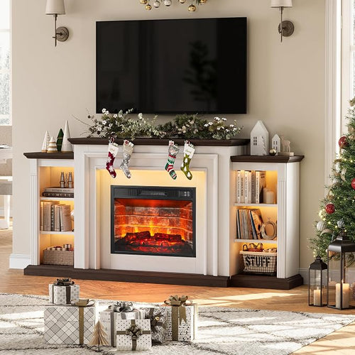 72" LED Lights Electric Fireplace by BOSHIROFurniture