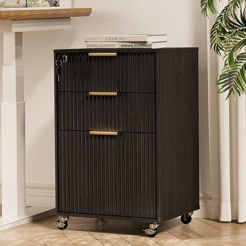 3 Drawers Fluted Mobile File Cabinet by INNODToddlerTower