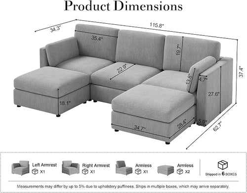 116'' Oversized Modular Sectional Sofa - Image 2