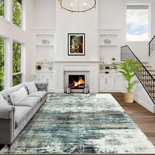 4x6 Area Rugs Washable Rug: Modern Abstract Living Room Rug Soft Anti-Skid Thin by GENTDRIZZ