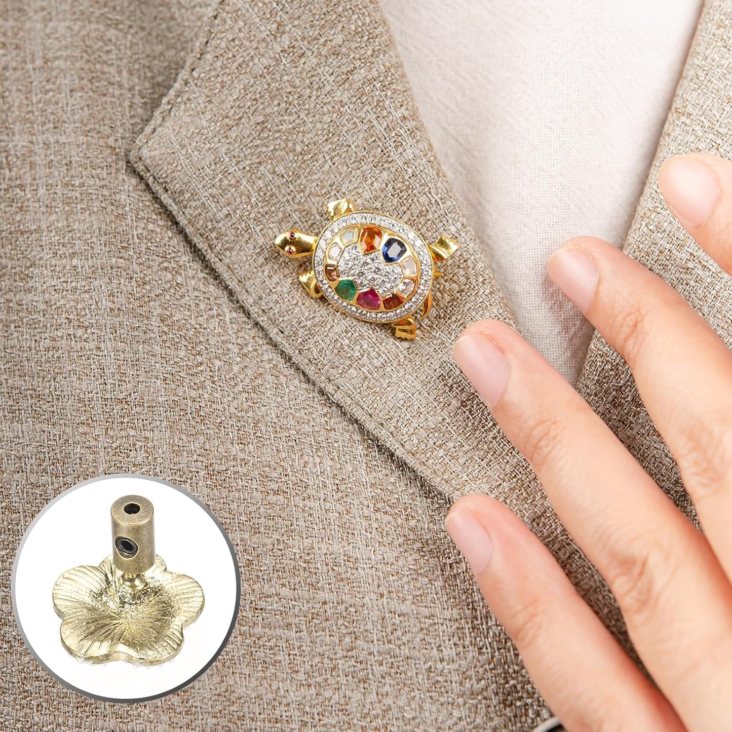 MECCANIXITY 30 Pcs Metal Locking Pin Backs, Locking Pin Keepers Locking Clasp 5mm(H) with 4 Wrench Replacement in Storage Case for Badge, Brooch, Gold Tone