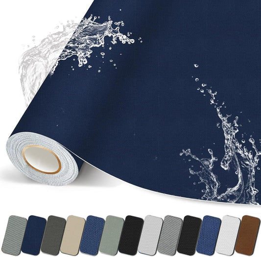 Canvas Repair Patch, 17X79 Inch Strong Sticky Fabric Repair Tape, Self-Adhesive Fabric Patch for Sofas, Tote Bags, Clothing, Car Seats, Furniture (Dark Blue, 17X79 Inch)