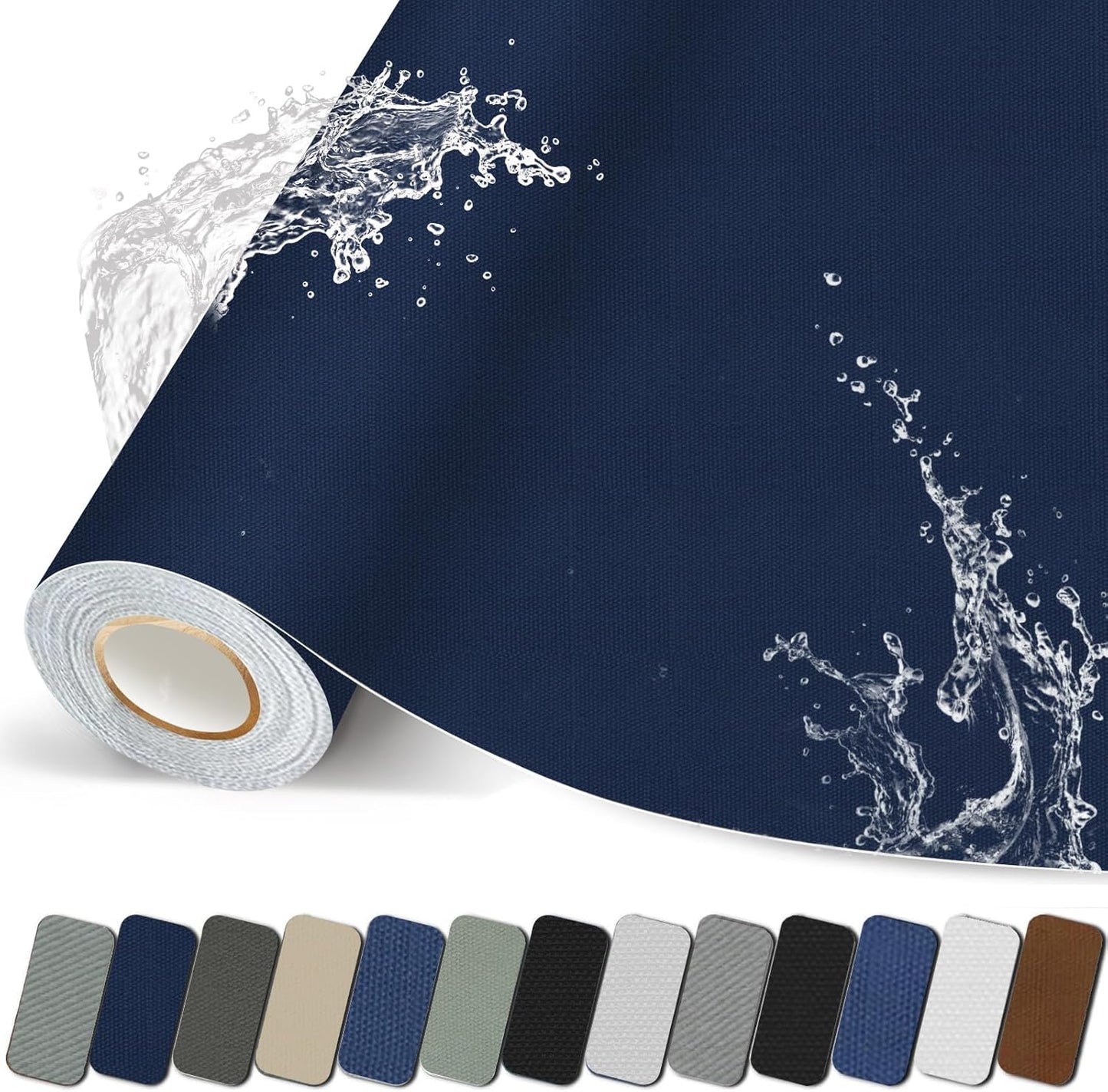 Canvas Repair Patch, Strong Sticky Fabric Repair Tape, Self-Adhesive Fabric Patch for Sofas, Tote Bags, Clothing, Car Seats, Furniture (Dark Blue, 3.5X79 Inch)