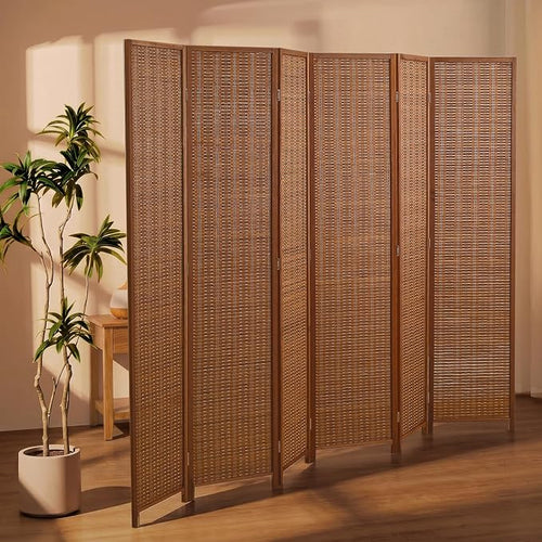 6 Panel Room Divider and Extra Wide Folding Privacy Screen, 94.5" W x 67" H - Image 2