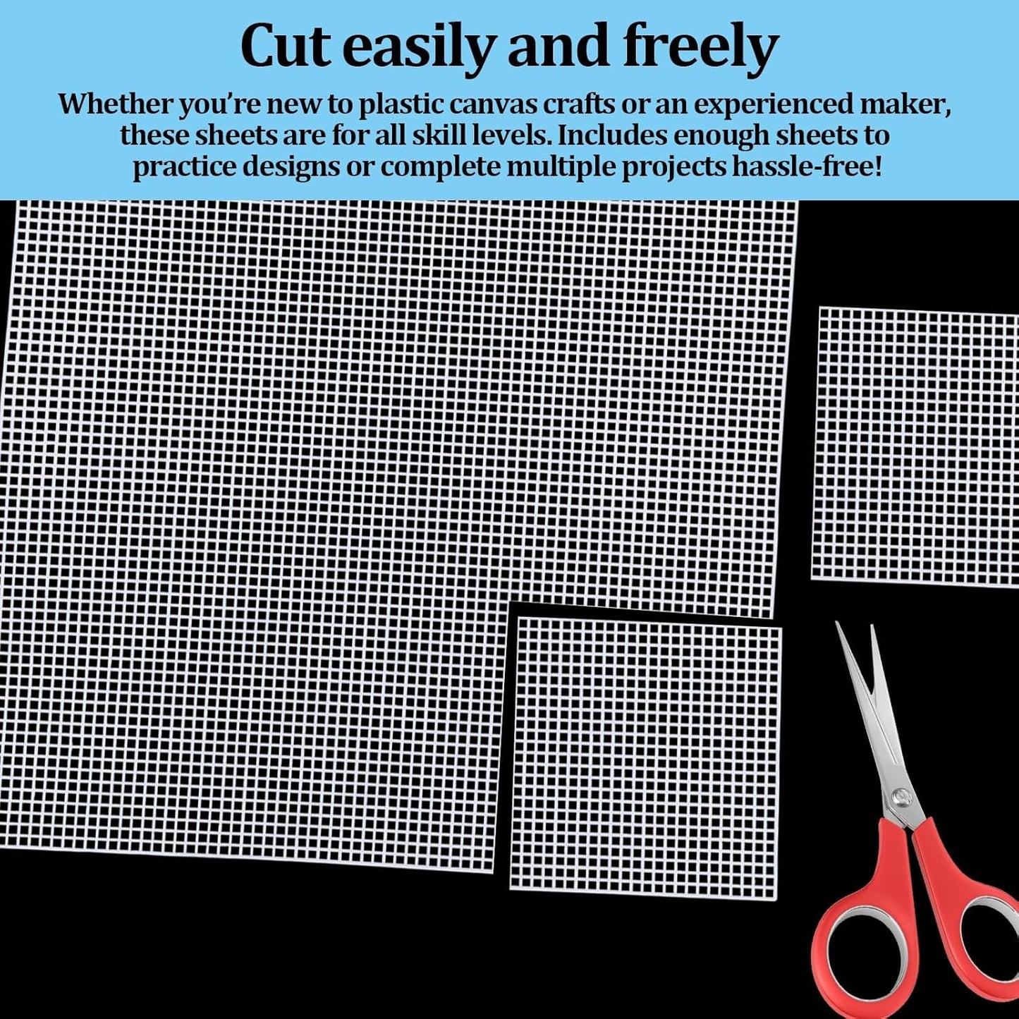 Plastic Canvas Sheets 13.4” x 10.4” Per Sheet, 2.5mm Mesh (About with 7 Holes per inch) Easy-to-Cut Needlepoint Canvas for Cross Stitch, Embroidery, DIY Crafts & Aquarium Dividers (6 Piece)