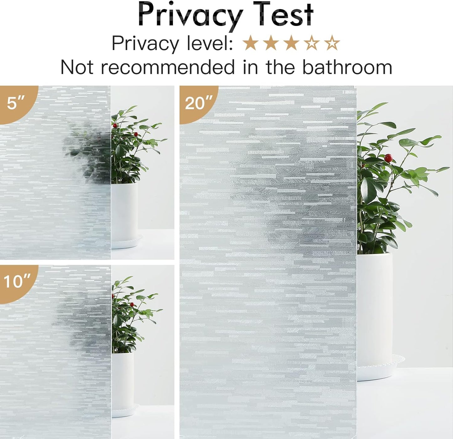 Haton Window Privacy Film, Frosted Glass Static Cling Sun Heat Blocking Window Clings, Frosting Opaque Coverings, Vinyl Removable Stickers Tint for Home Door Office, Non Adhesive 23.6" x 118.1"