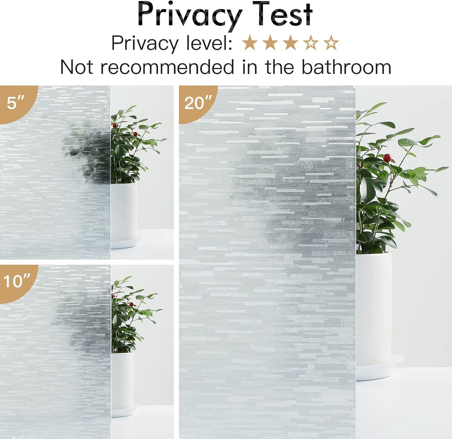 Haton Window Privacy Film, Frosted Glass Static Cling Sun Heat Blocking Window Clings, Frosting Opaque Coverings, Vinyl Removable Stickers Tint for Home Door Office, Non Adhesive 29.5" x 157.4"